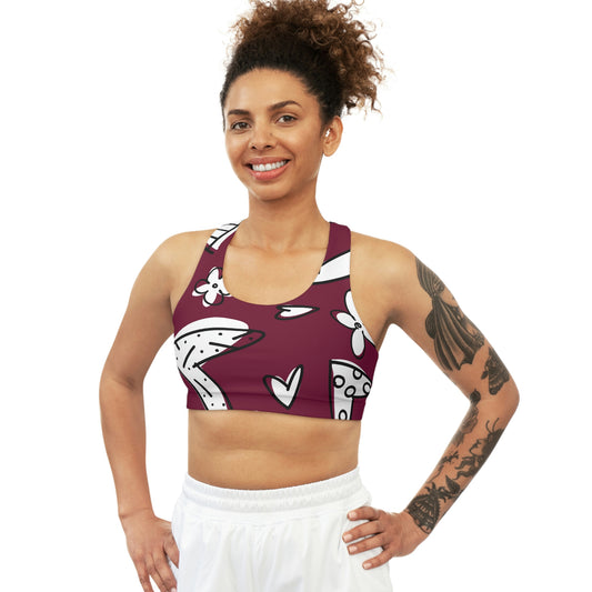 Lovely Burgundy Seamless Sports Bra