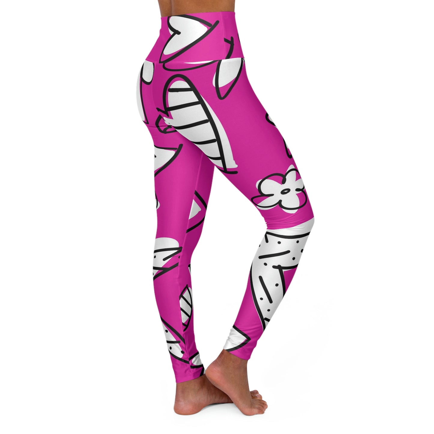 Lovely Magenta High Waisted Yoga Leggings