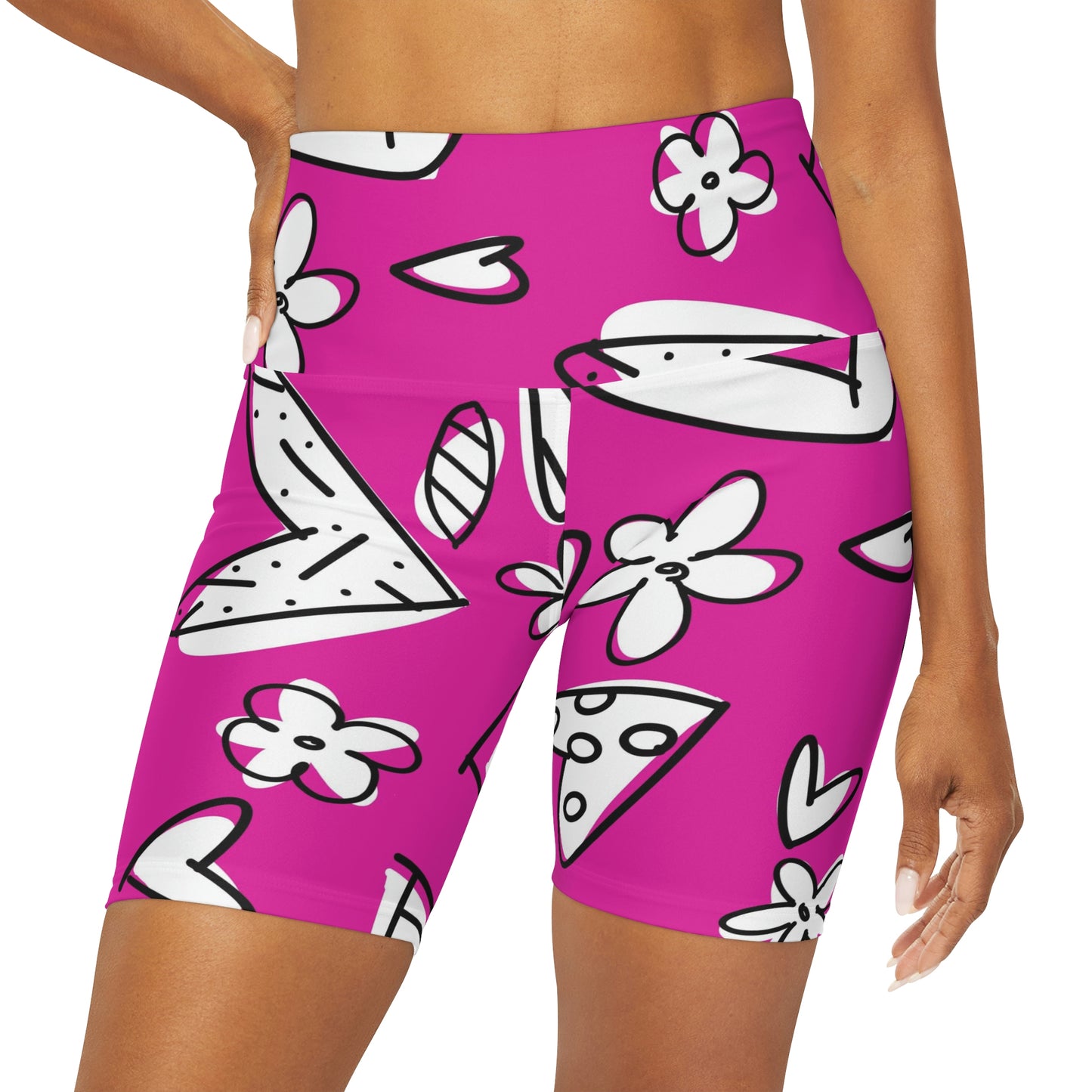 Lovely Magenta High Waisted Yoga Shorts