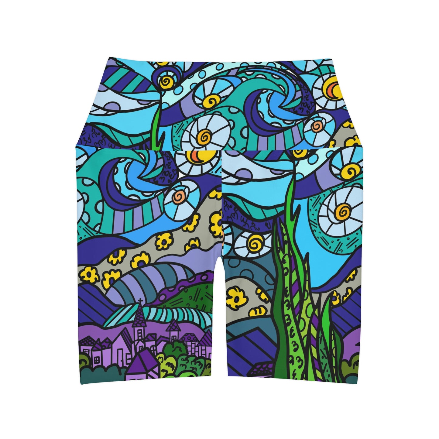 Starry Night High Waisted Yoga Shorts