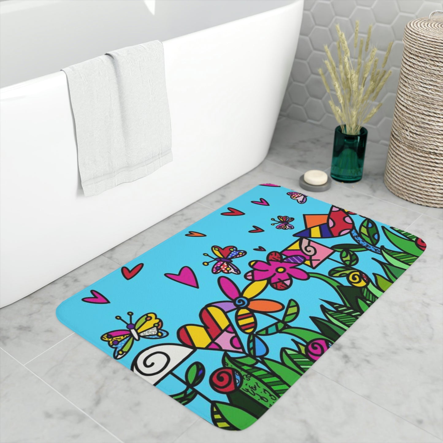 Flowers Memory Foam Bath Mat