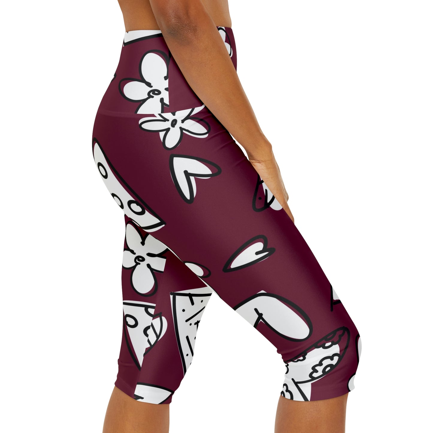 Lovely Burgundy Yoga Capri Leggings