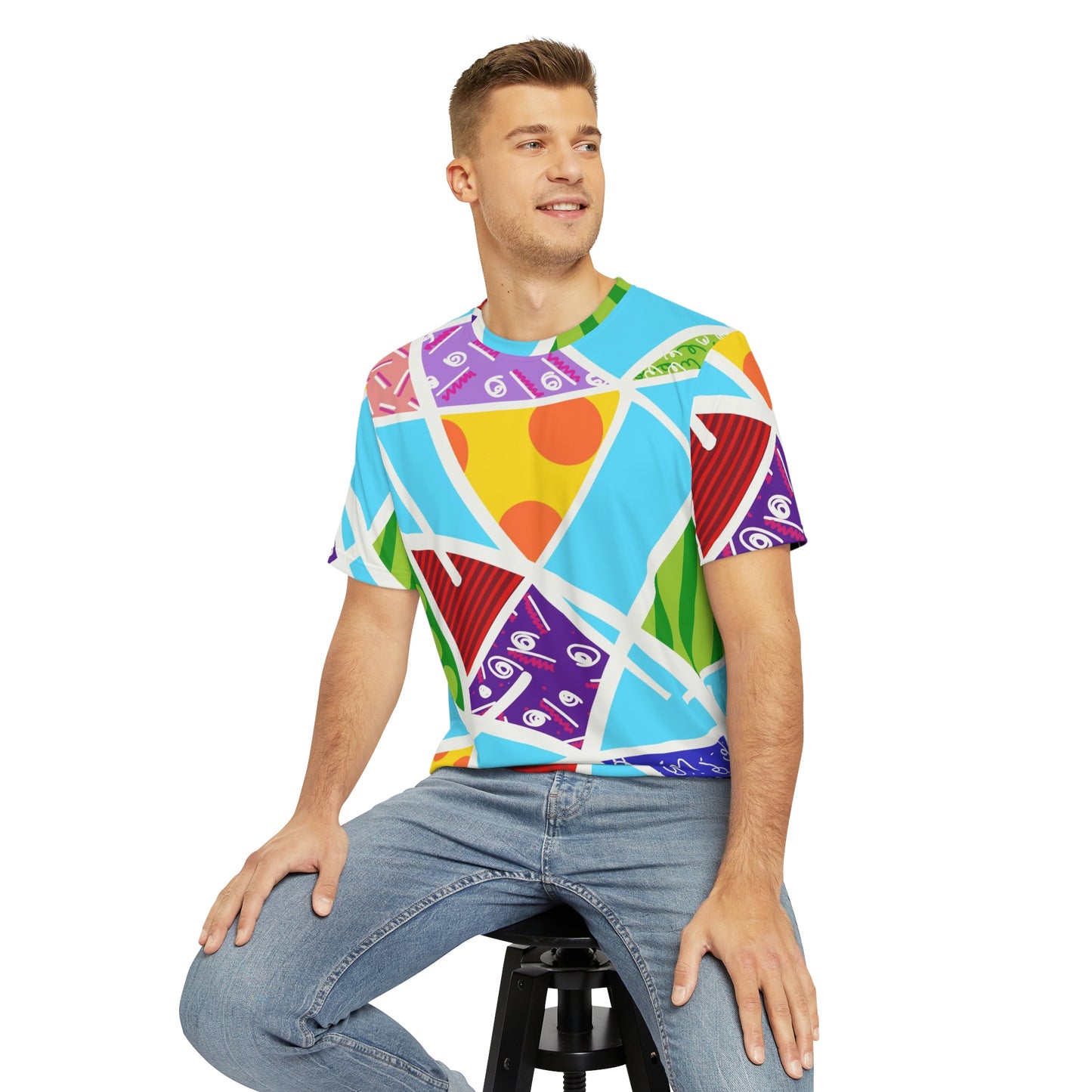 Blue Men's Polyester Tee