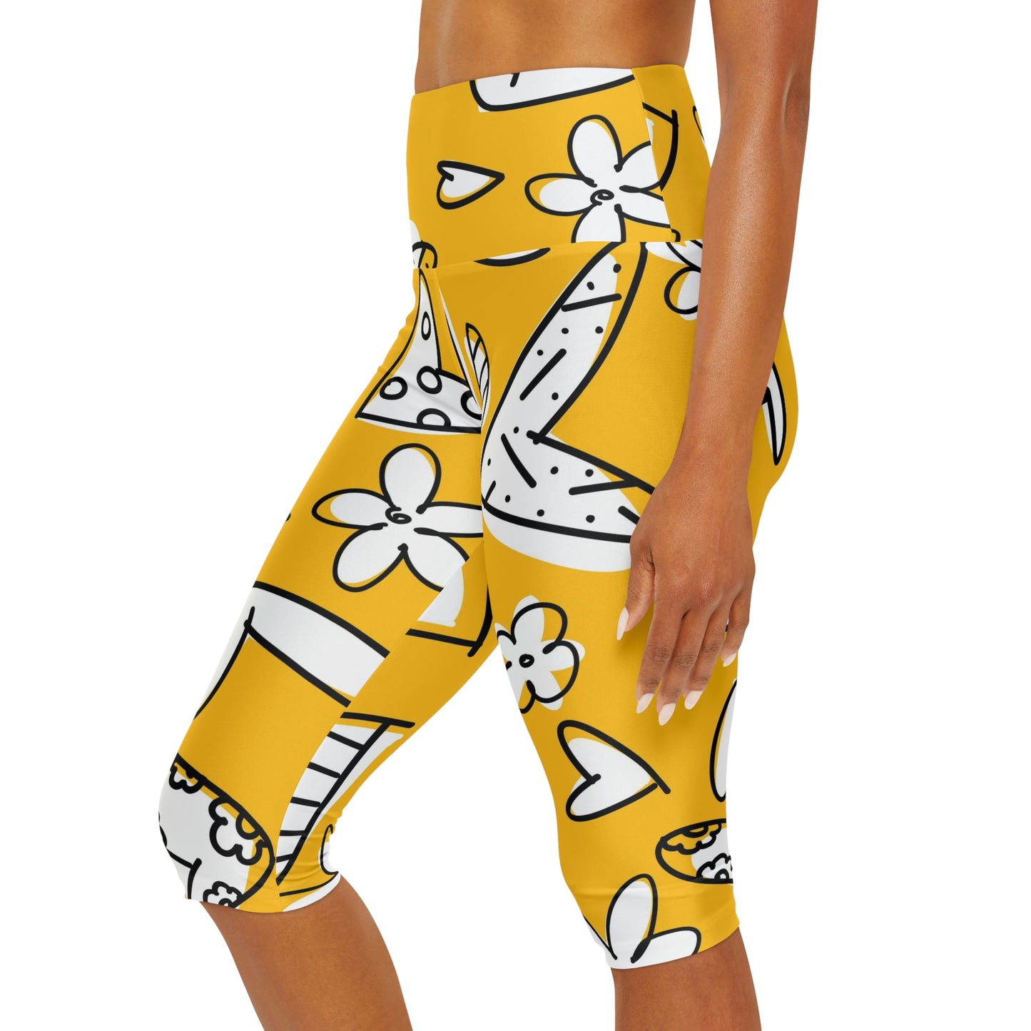 Lovely Yellow Yoga Capri Leggings