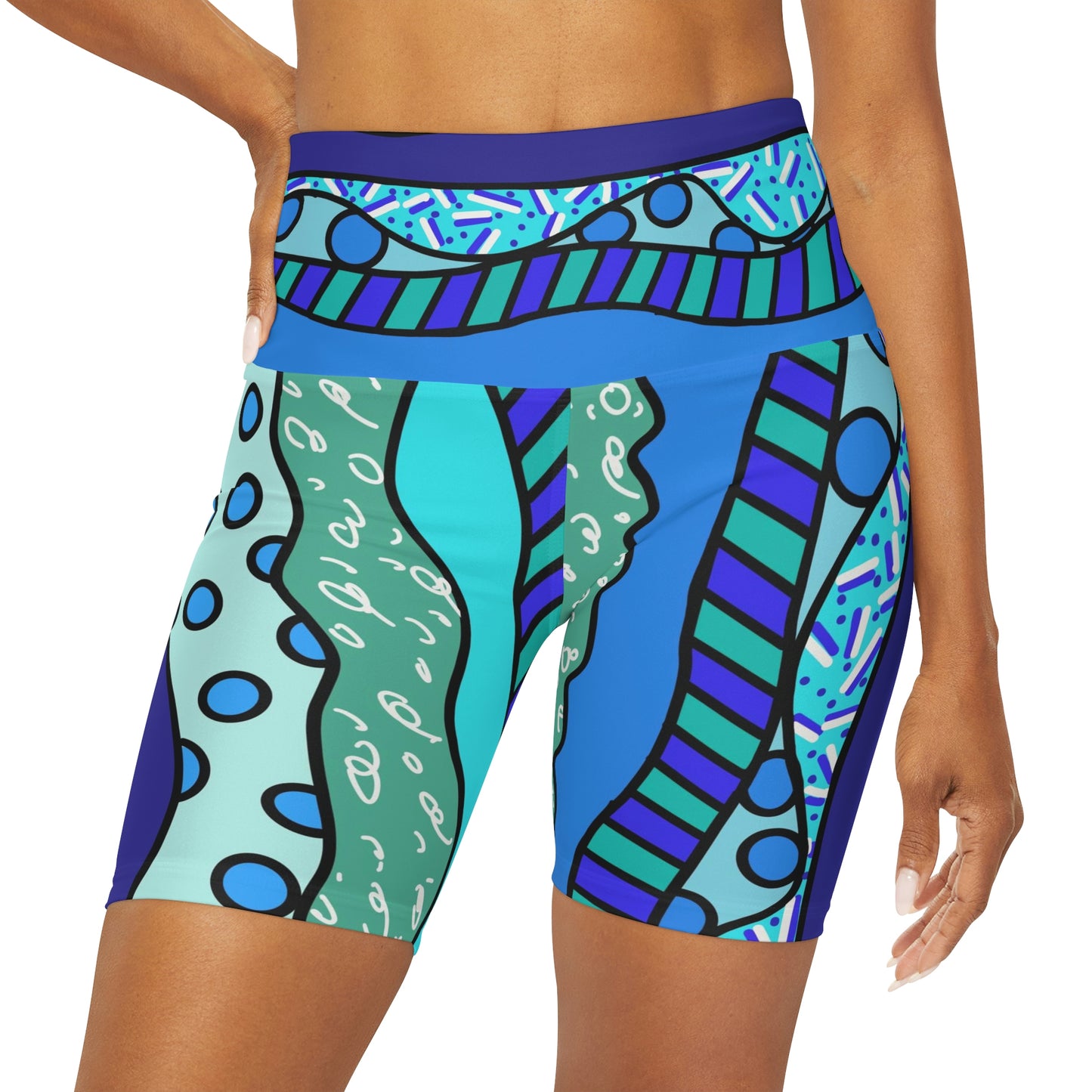 Waves High Waisted Yoga Shorts