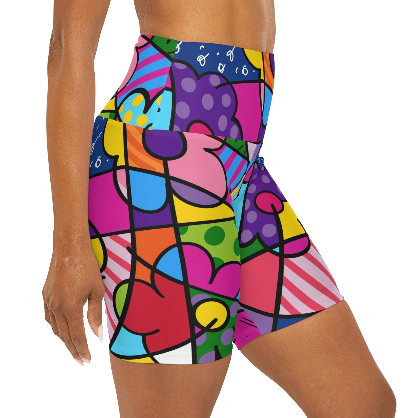 Flowers High Waisted Yoga Shorts