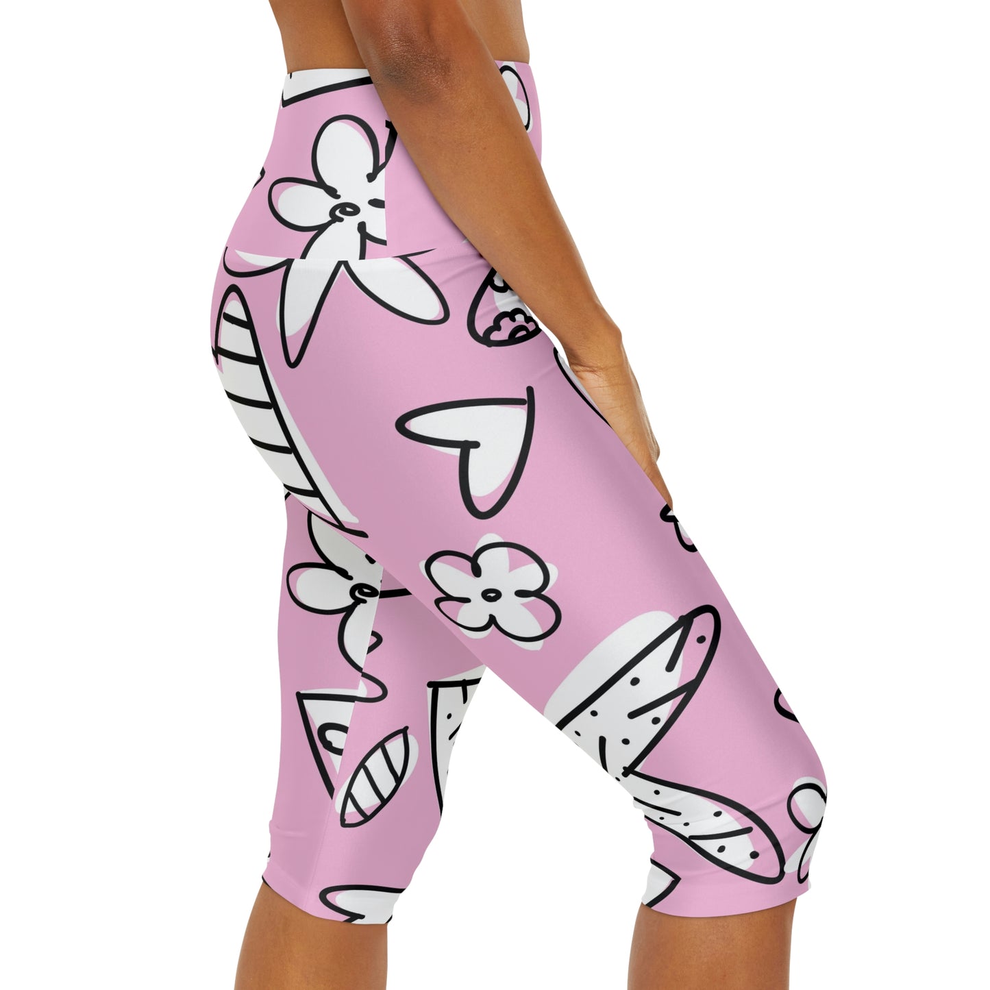 Lovely Pink Yoga Capri Leggings