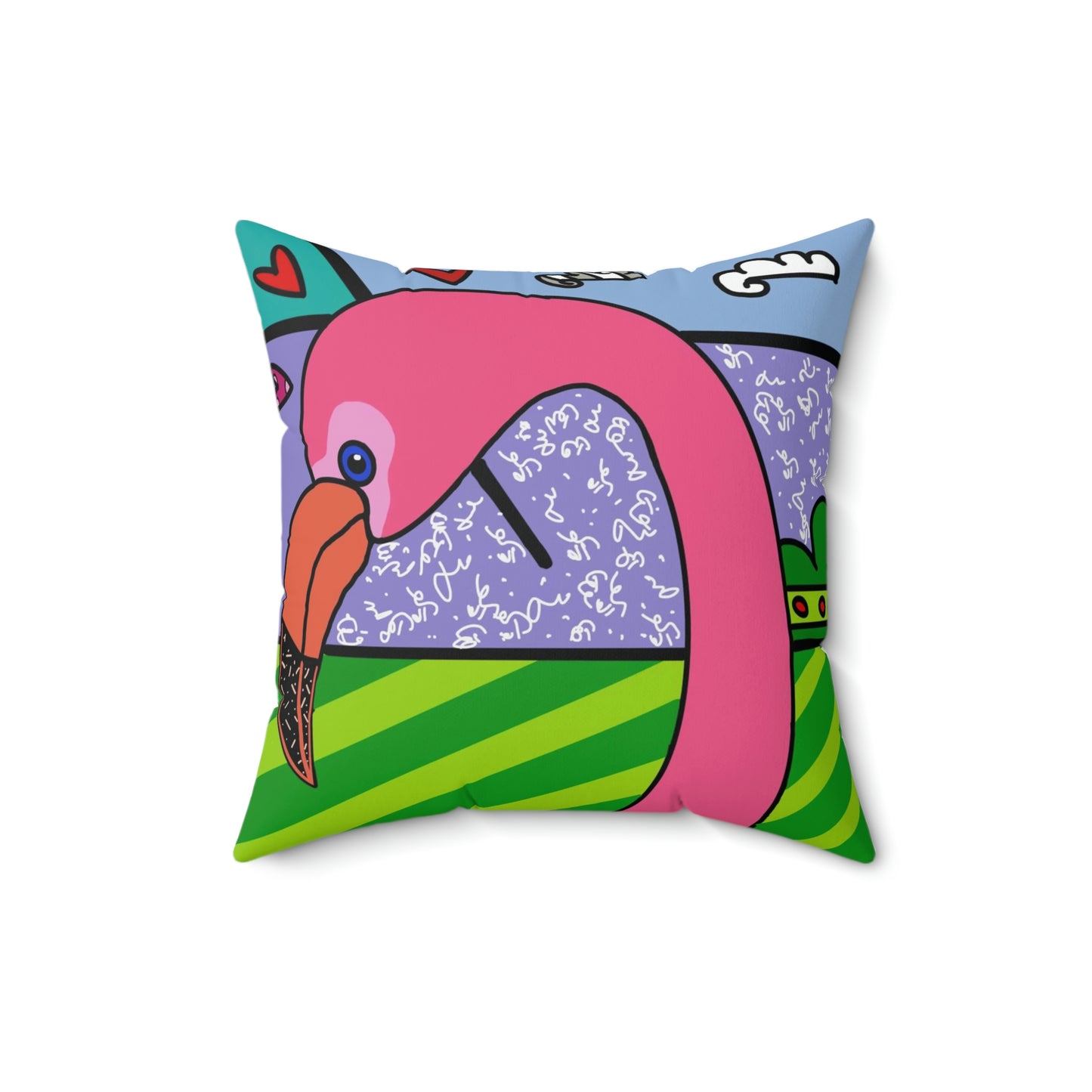 Flamingo Spun Polyester Square Pillow