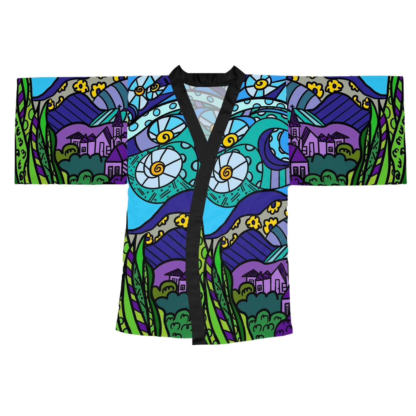 Starry Night  Long Sleeve Kimono Robe