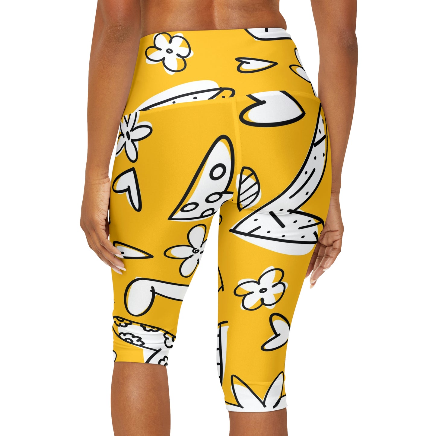 Lovely Yellow Yoga Capri Leggings