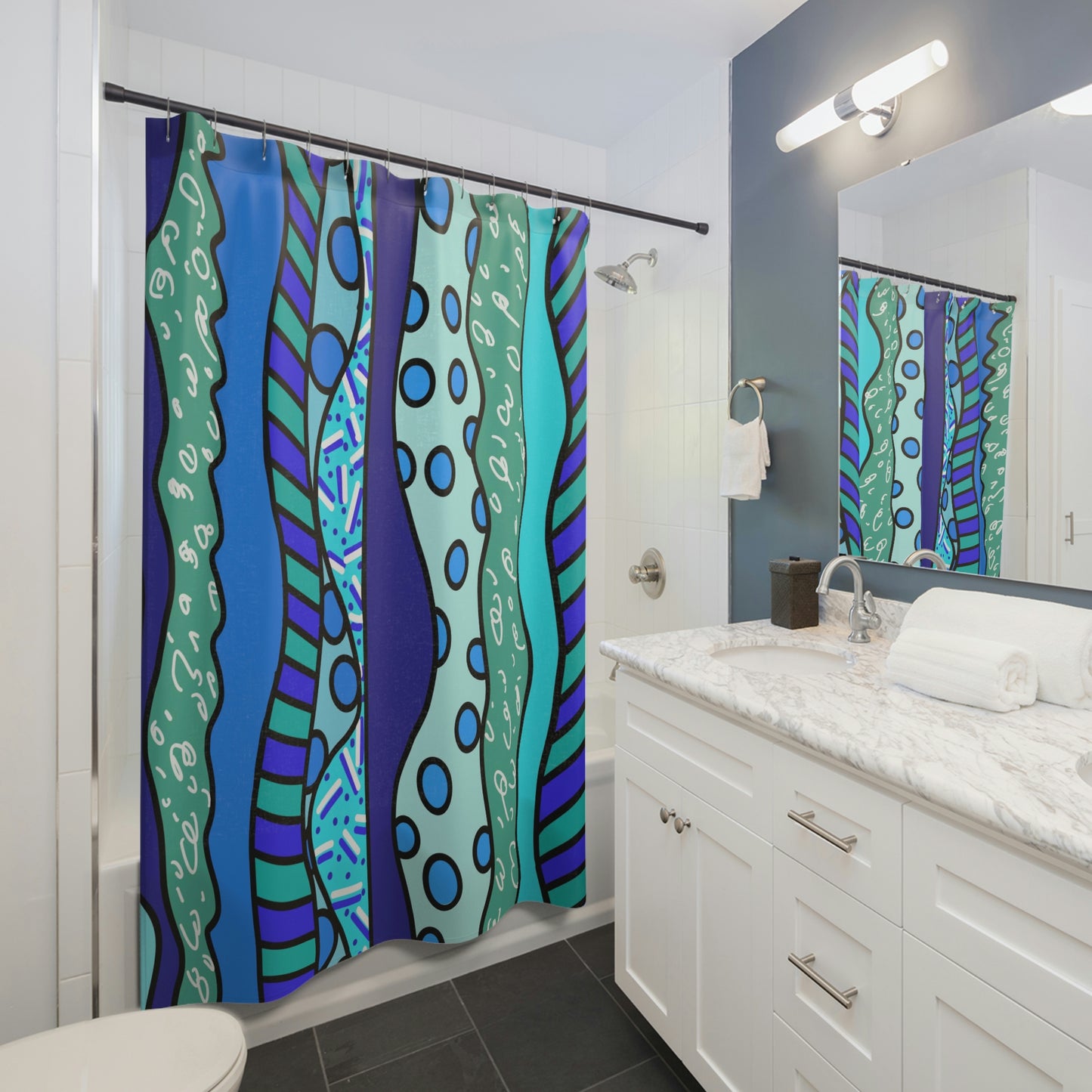 Waves Shower Curtains