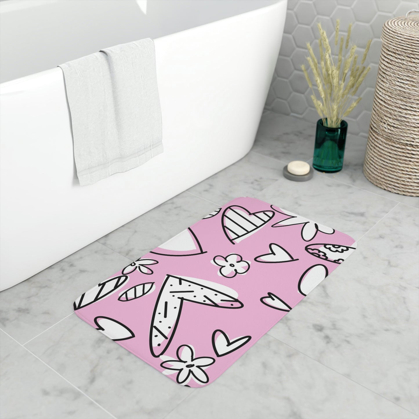 Lovely Pink Memory Foam Bath Mat