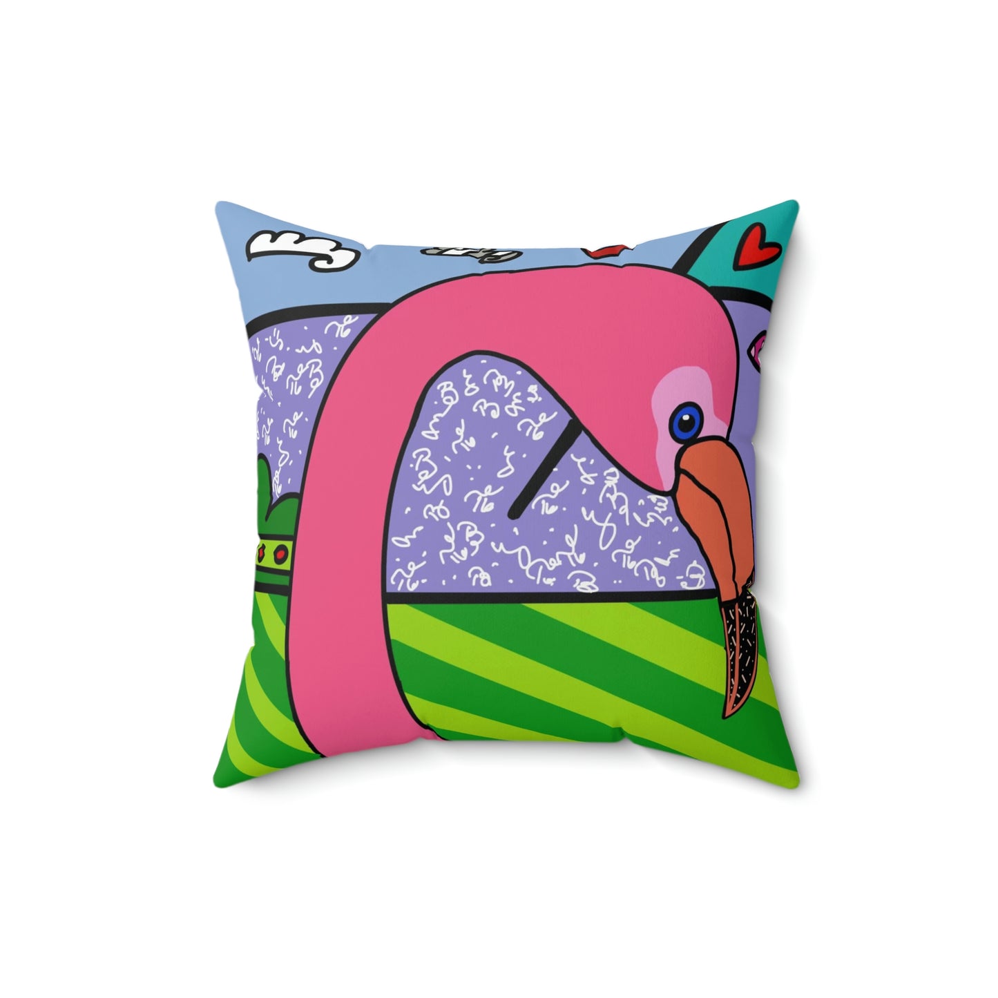 Flamingo Spun Polyester Square Pillow