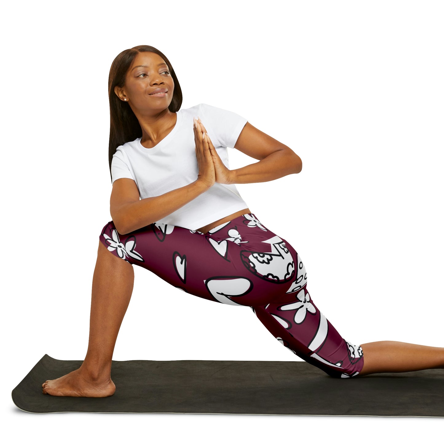 Lovely Burgundy Yoga Capri Leggings