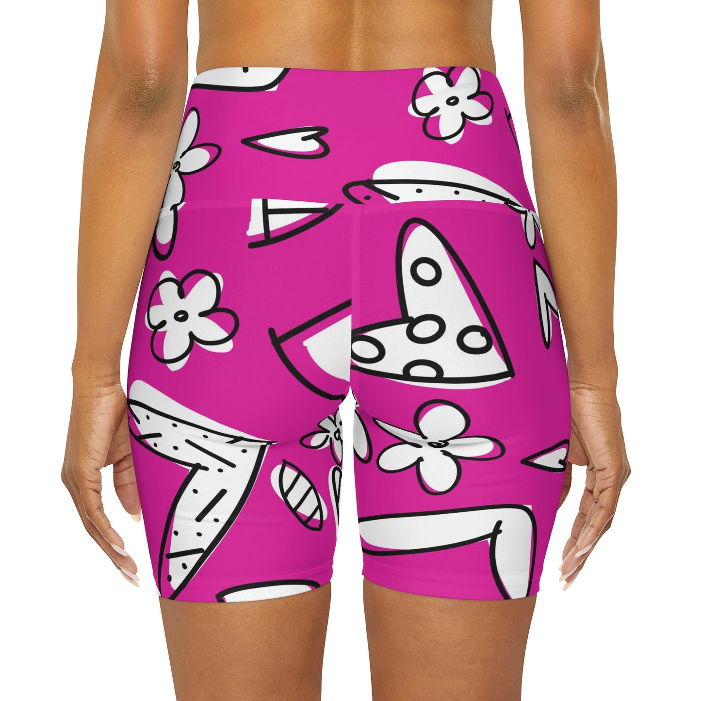 Lovely Magenta High Waisted Yoga Shorts