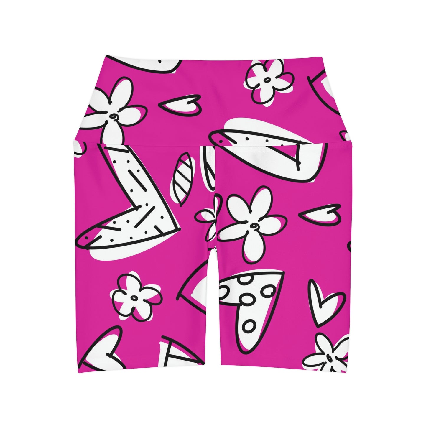 Lovely Magenta High Waisted Yoga Shorts