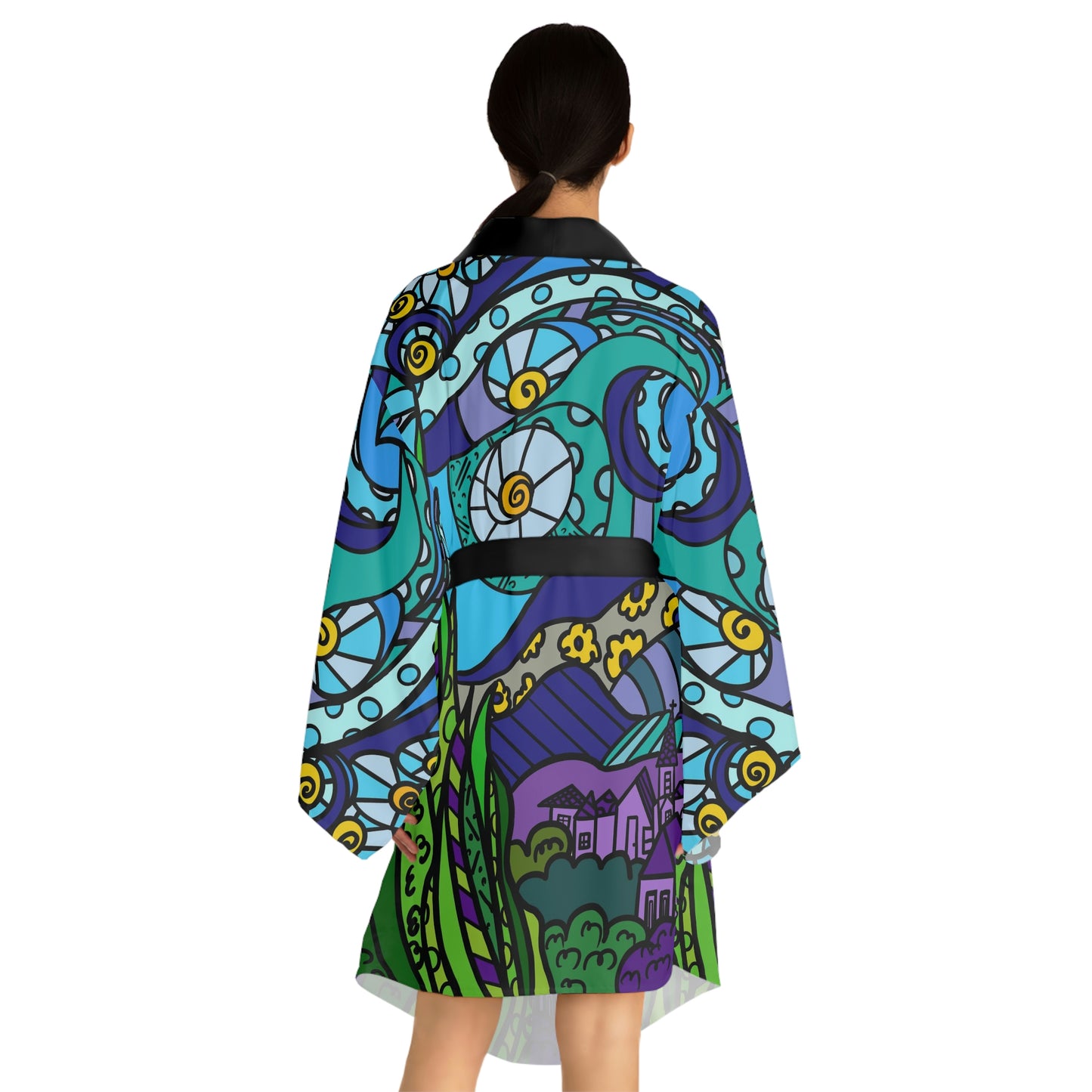 Starry Night  Long Sleeve Kimono Robe