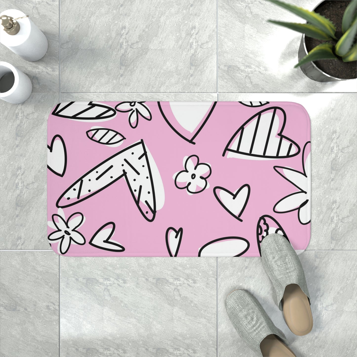 Lovely Pink Memory Foam Bath Mat