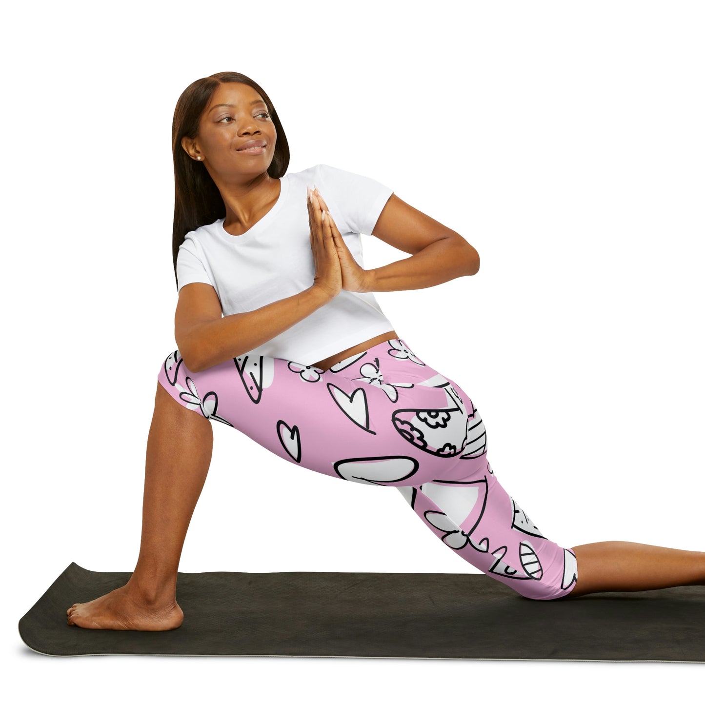 Lovely Pink Yoga Capri Leggings