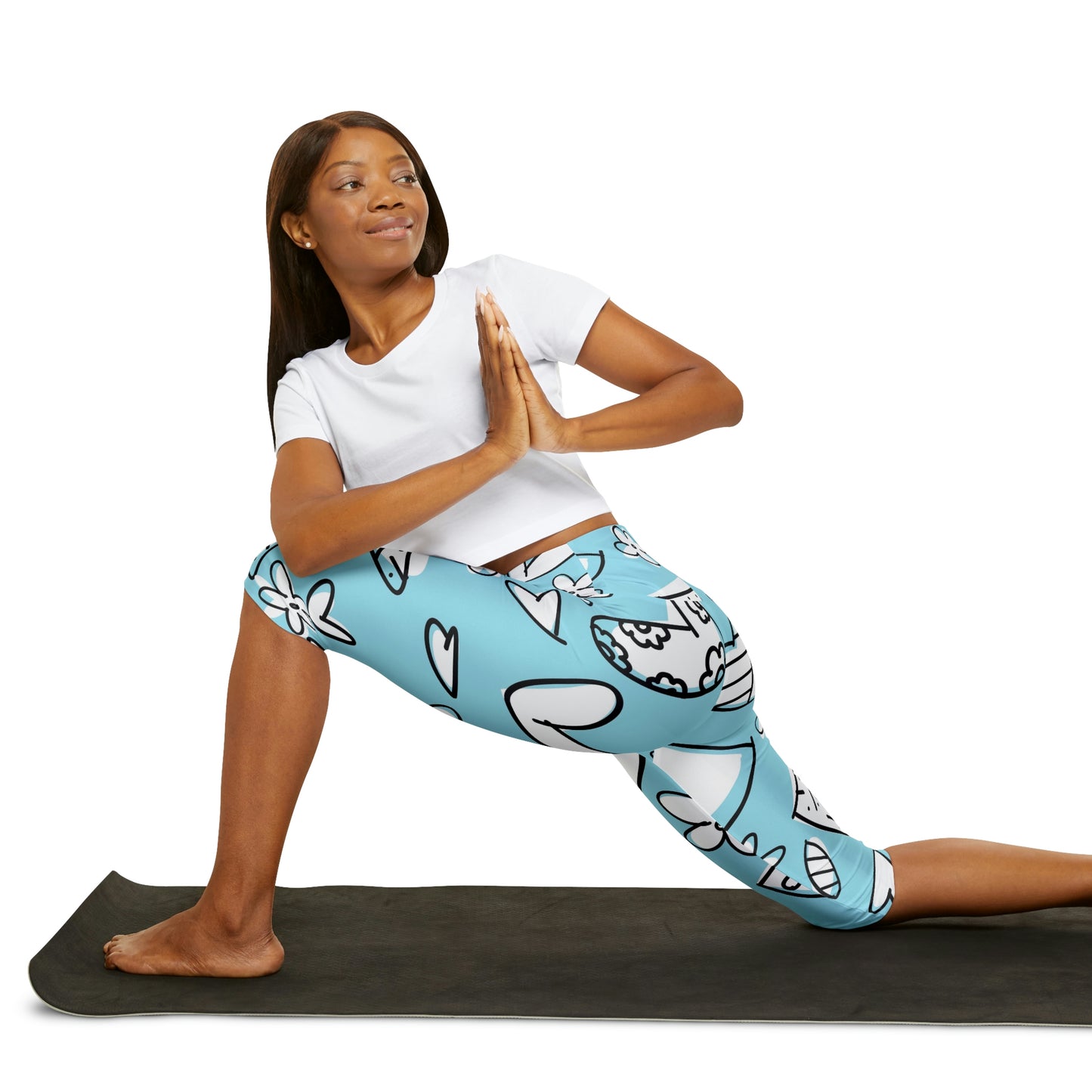 Lovely Blue Yoga Capri Leggings