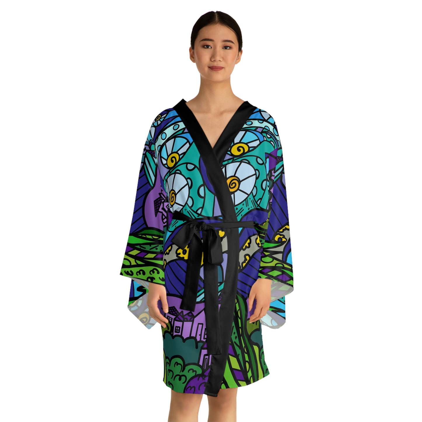 Starry Night  Long Sleeve Kimono Robe