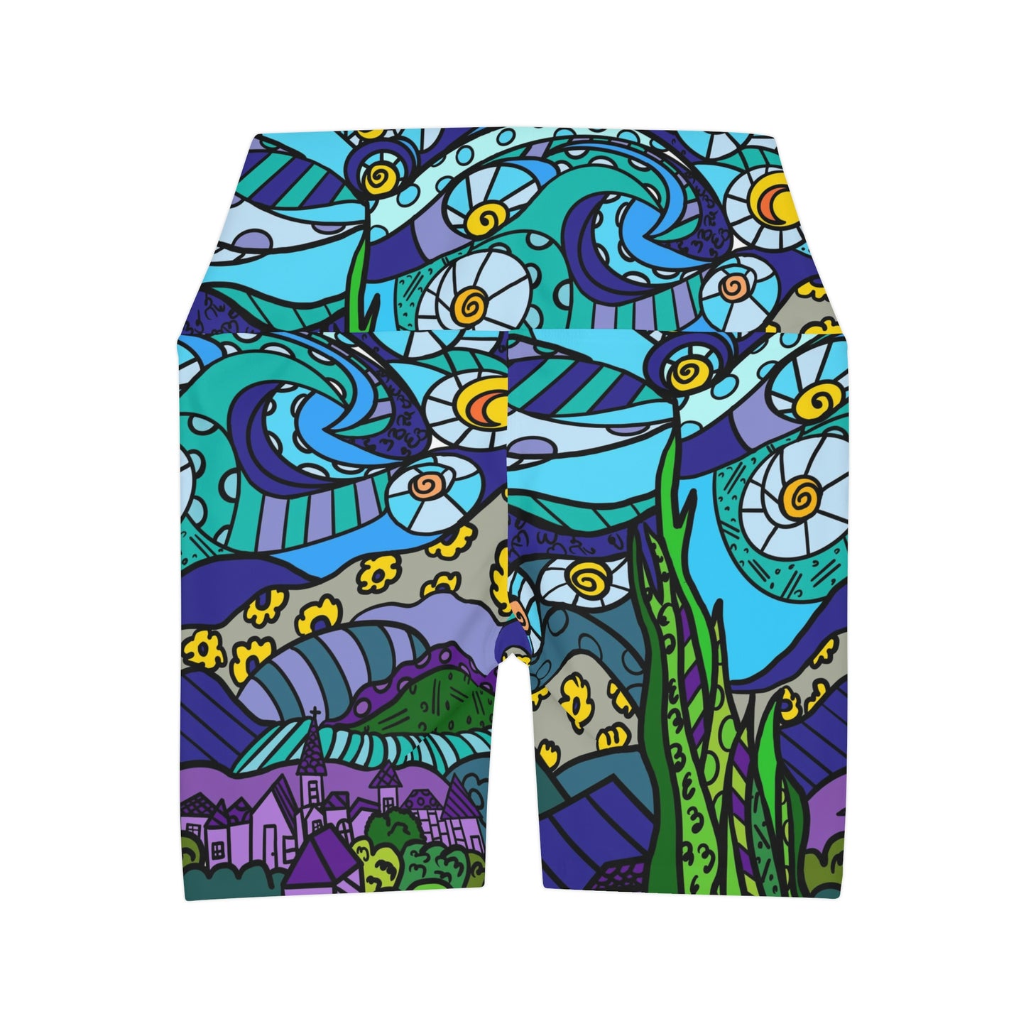 Starry Night High Waisted Yoga Shorts