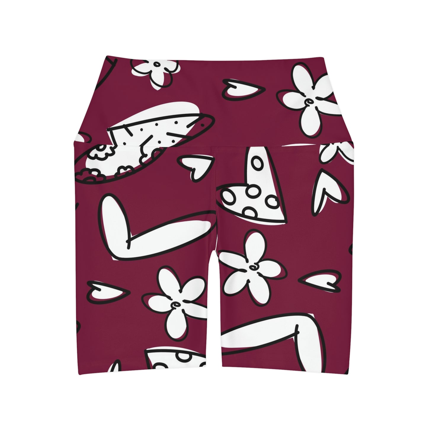 Lovely Burgundy High Waisted Yoga Shorts