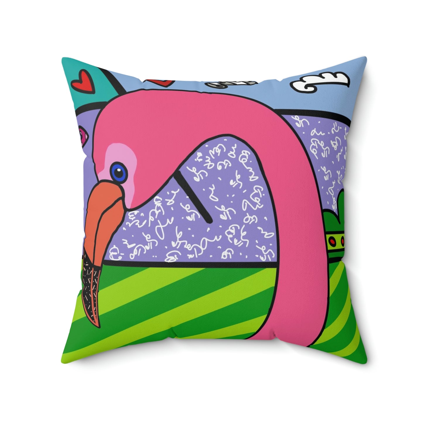 Flamingo Spun Polyester Square Pillow