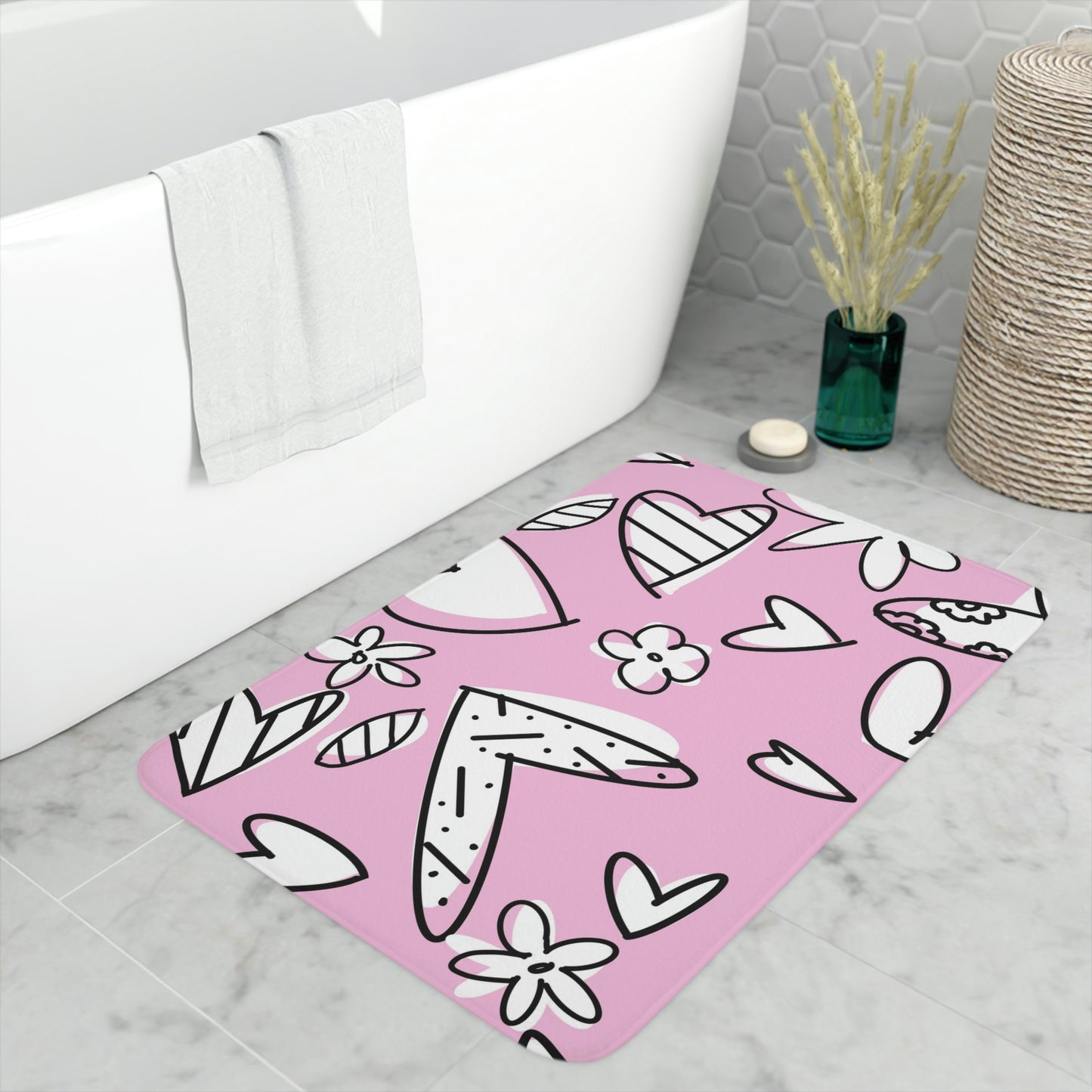 Lovely Pink Memory Foam Bath Mat