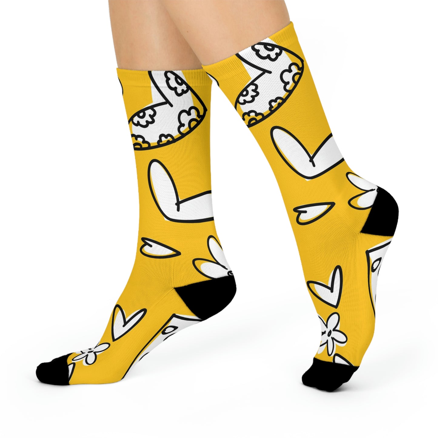 Lovely Yellow Cushioned Crew Socks