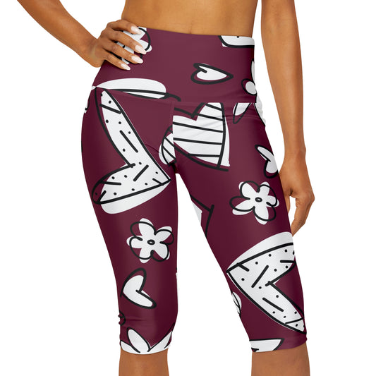 Lovely Burgundy Yoga Capri Leggings