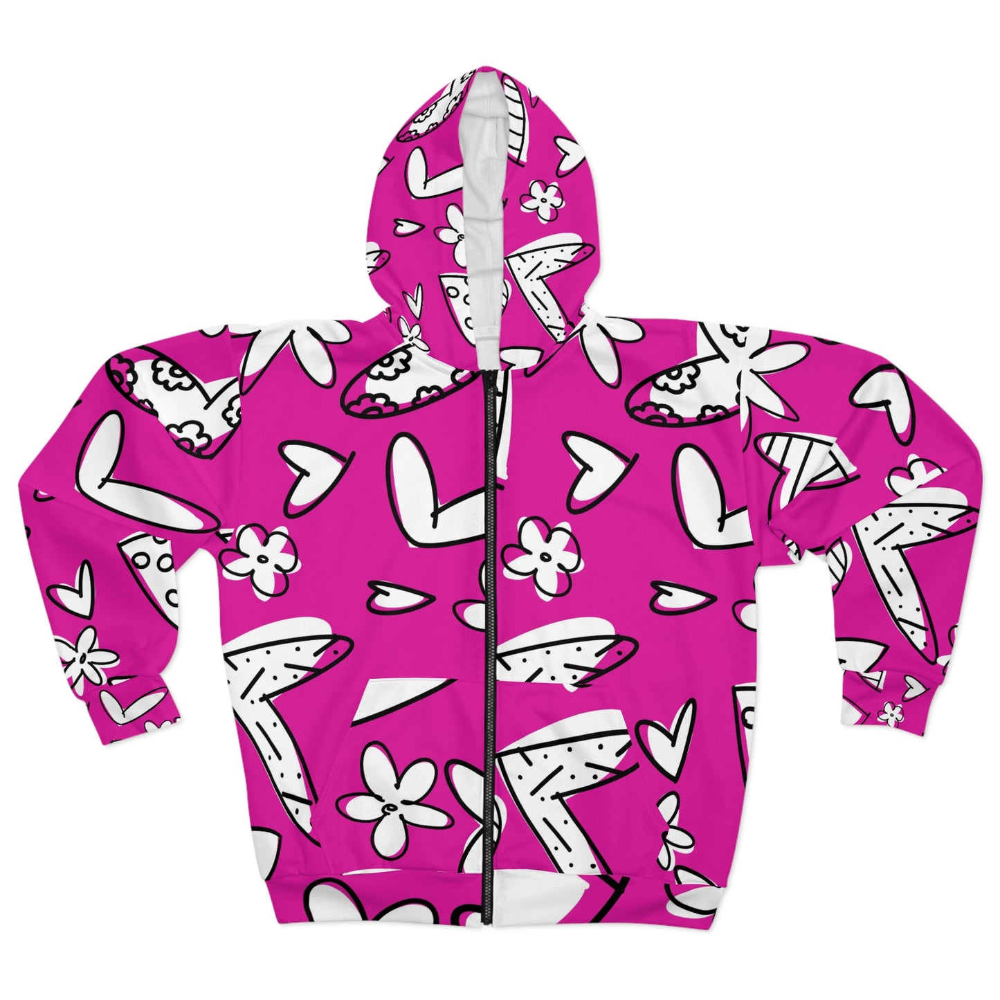 Lovely Magenta Zip Hoodie