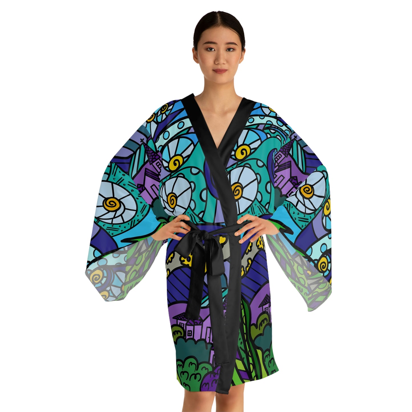 Starry Night  Long Sleeve Kimono Robe