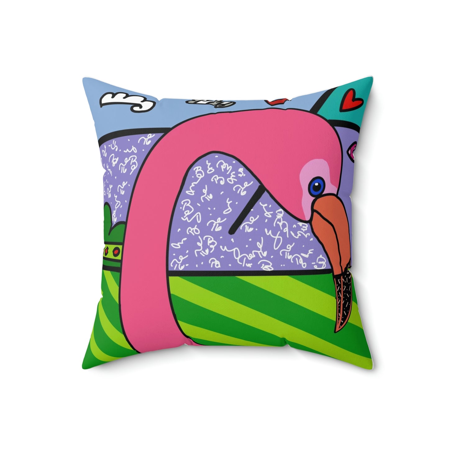 Flamingo Spun Polyester Square Pillow