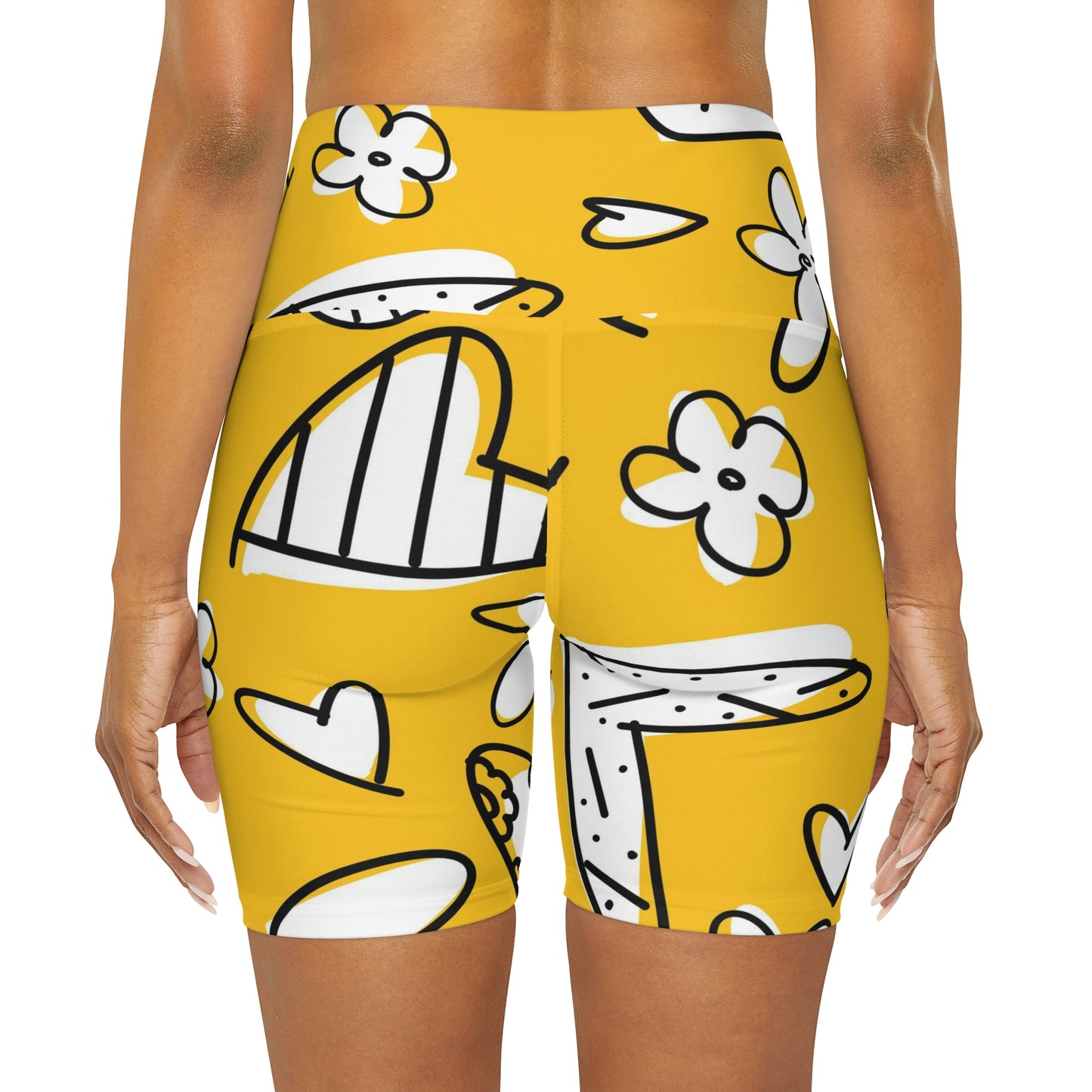 Lovely Yellow High Waisted Yoga Shorts