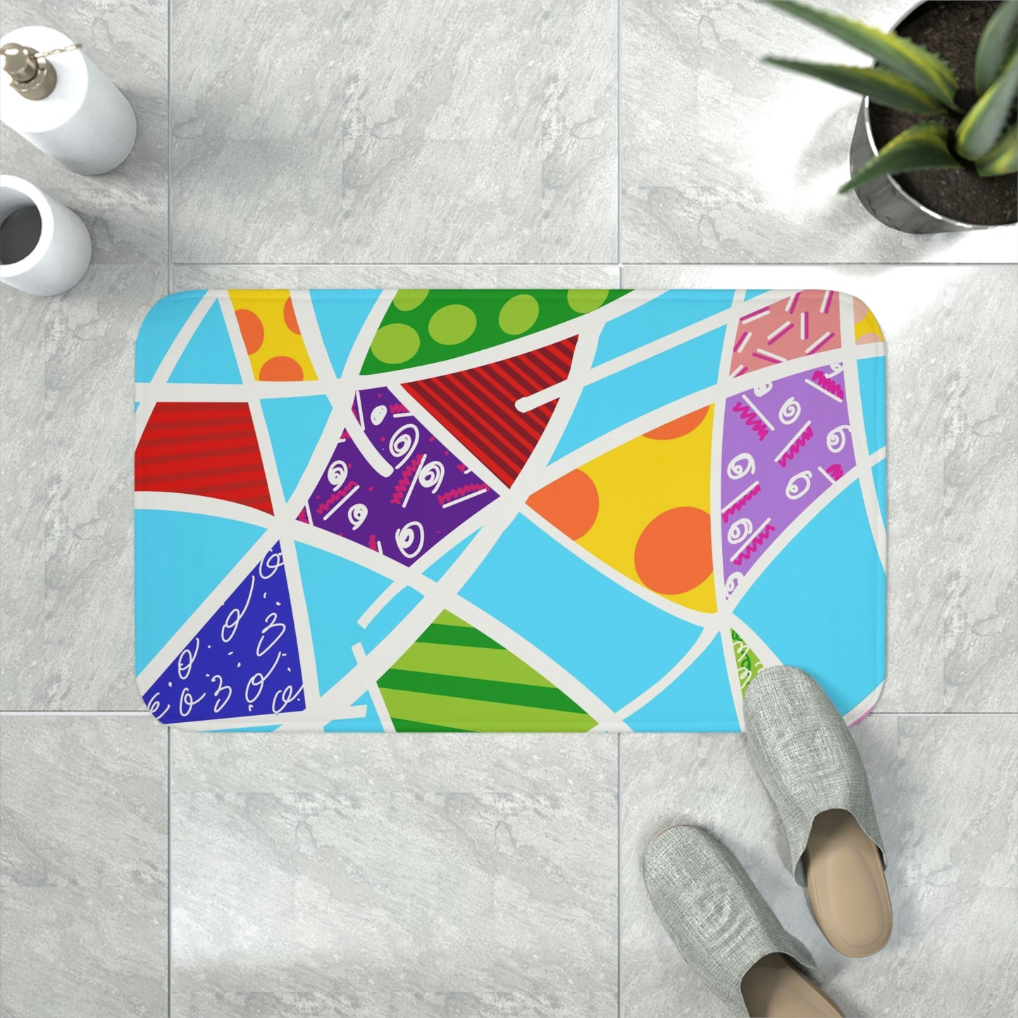 Blue Memory Foam Bath Mat