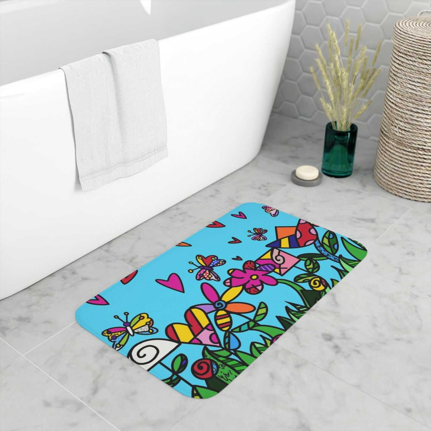 Flowers Memory Foam Bath Mat