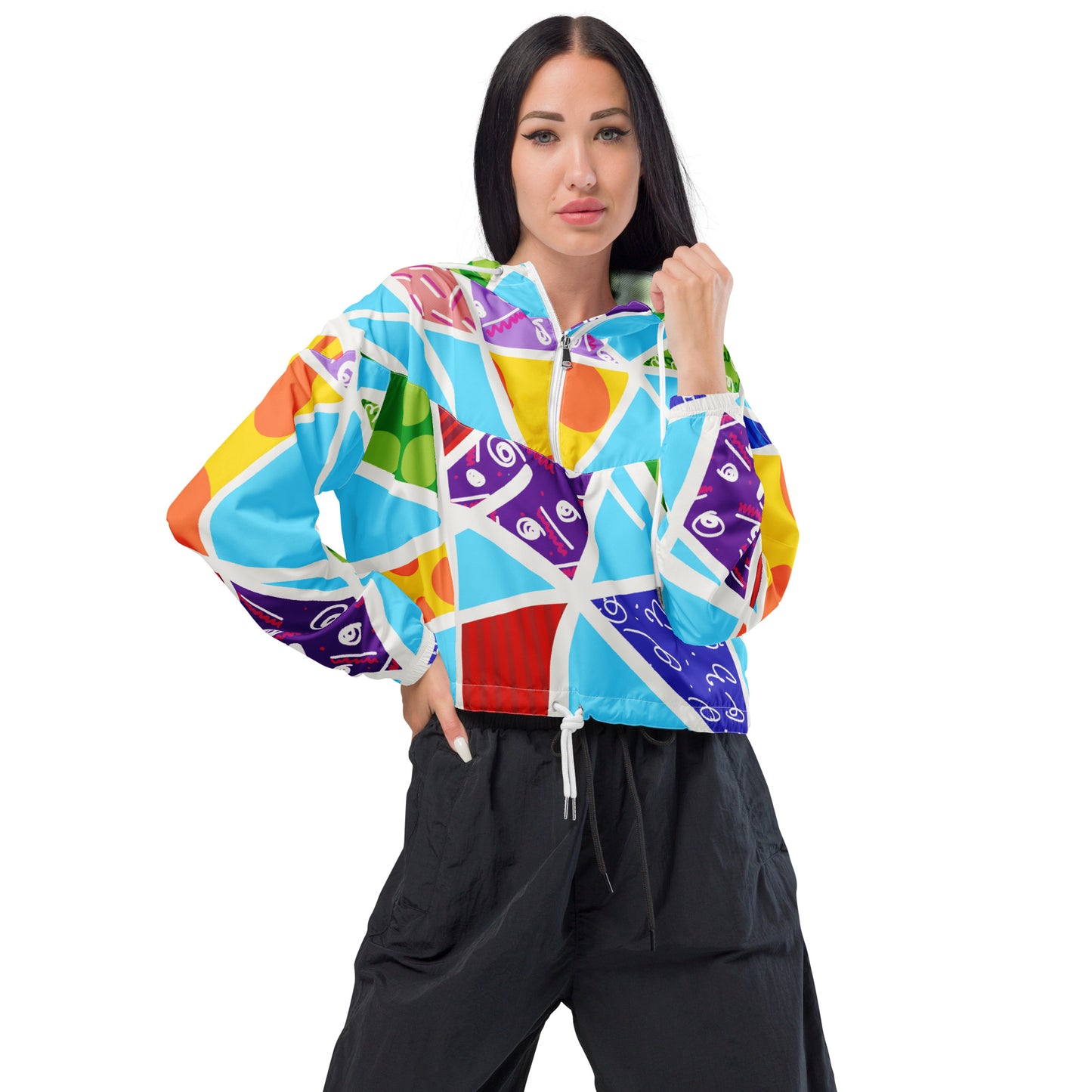 Blue Women's cropped windbreaker