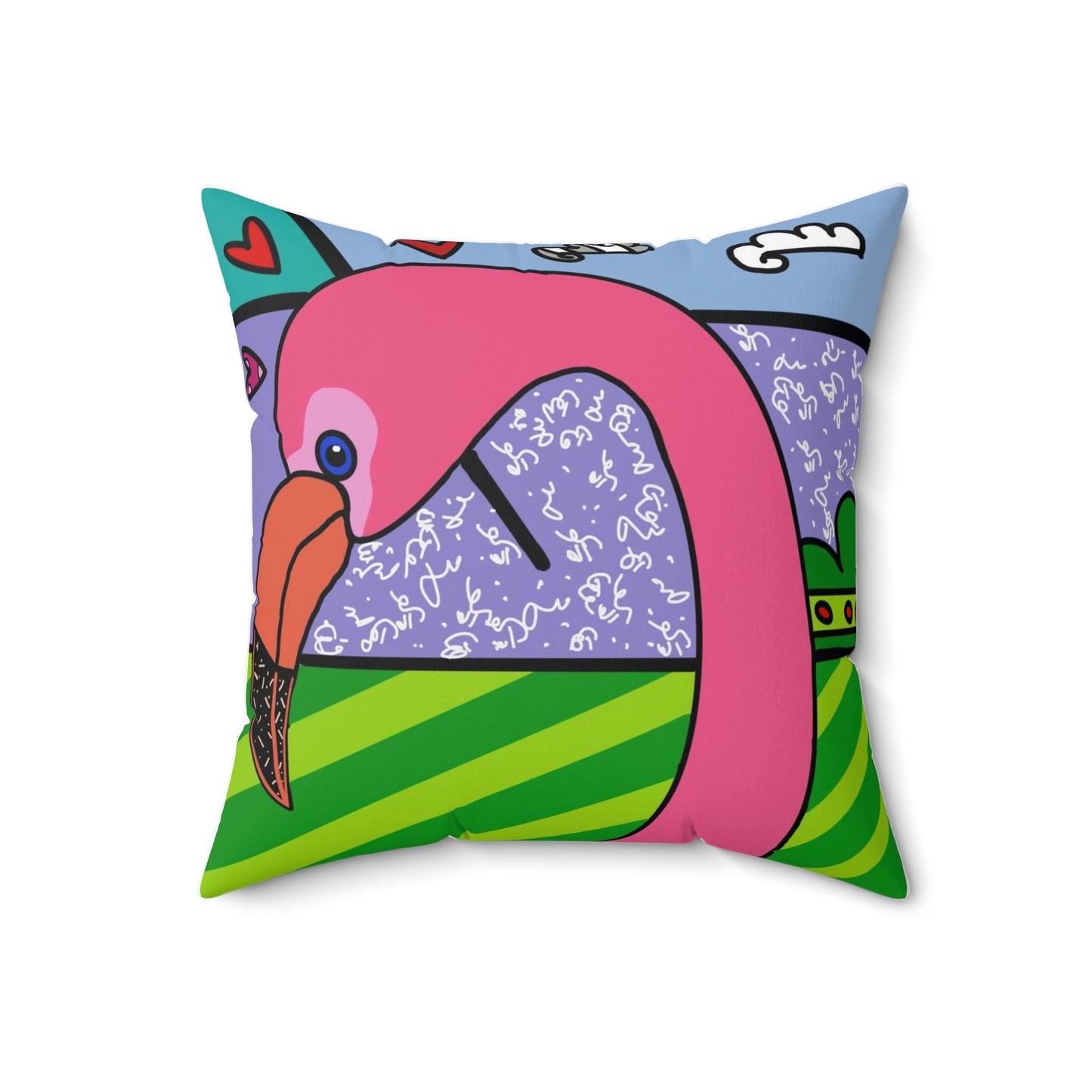 Flamingo Spun Polyester Square Pillow