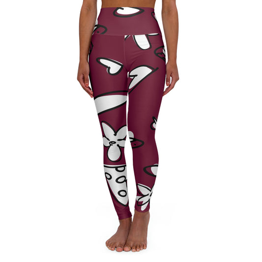 Lovely Burgundy High Waisted Yoga Leggings