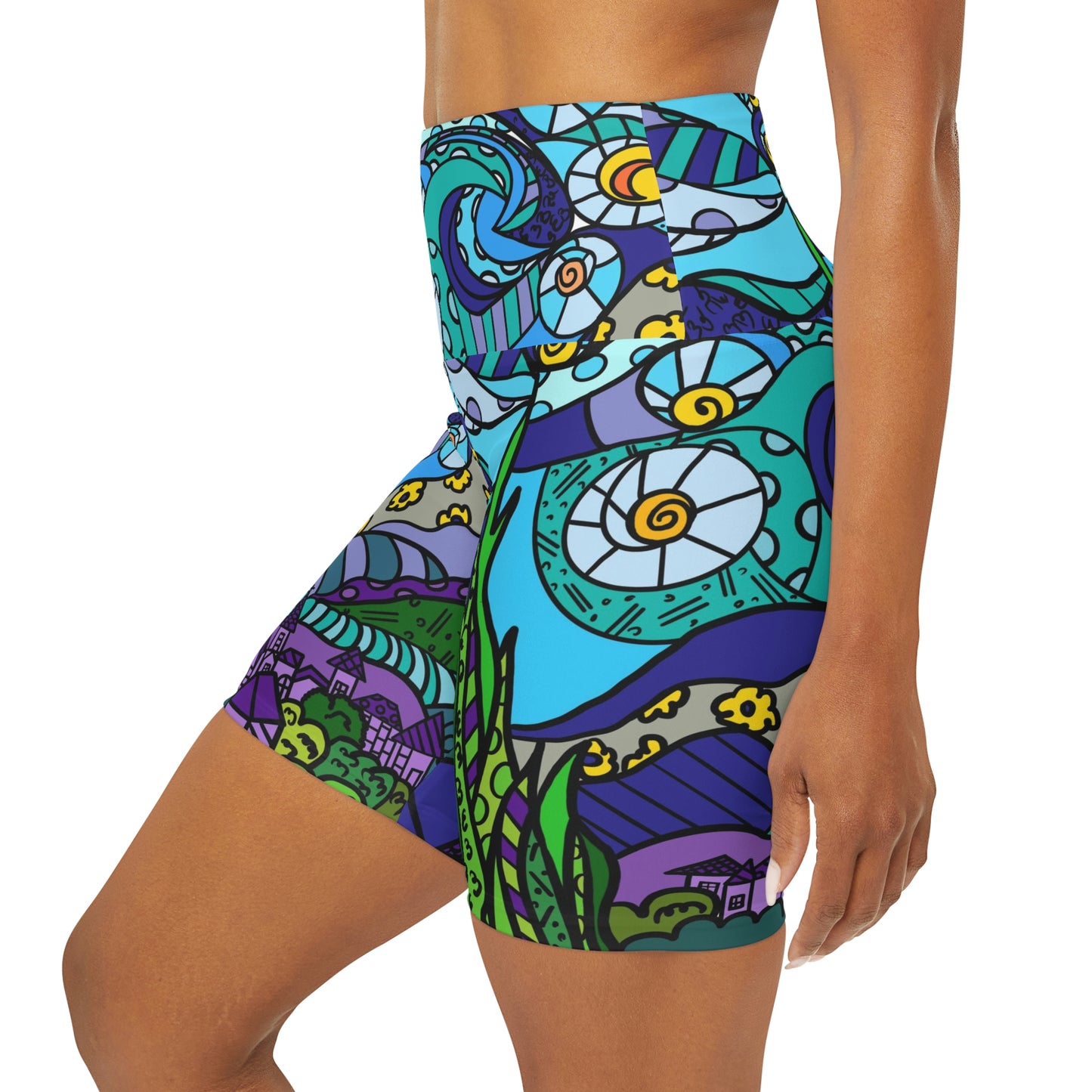 Starry Night High Waisted Yoga Shorts