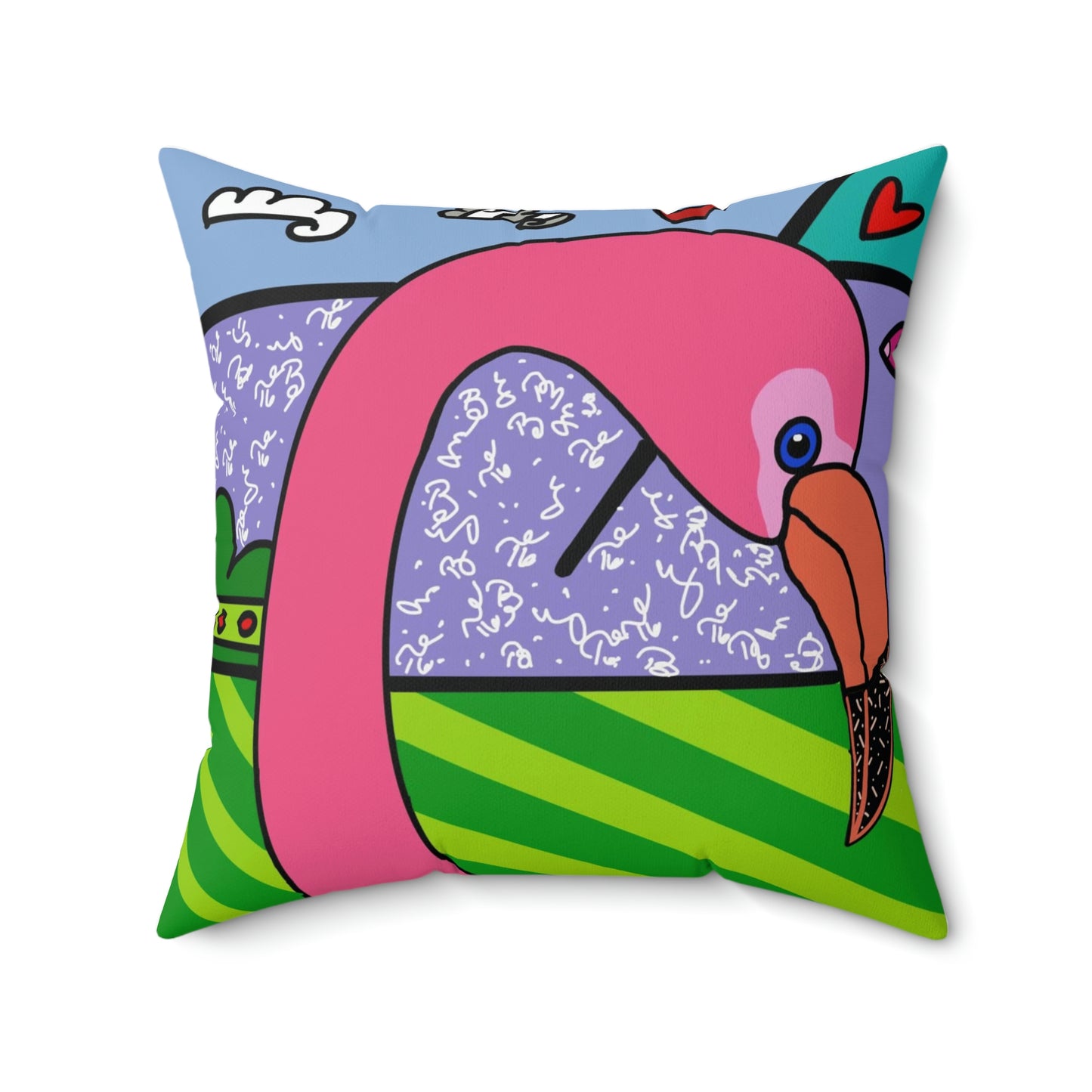 Flamingo Spun Polyester Square Pillow