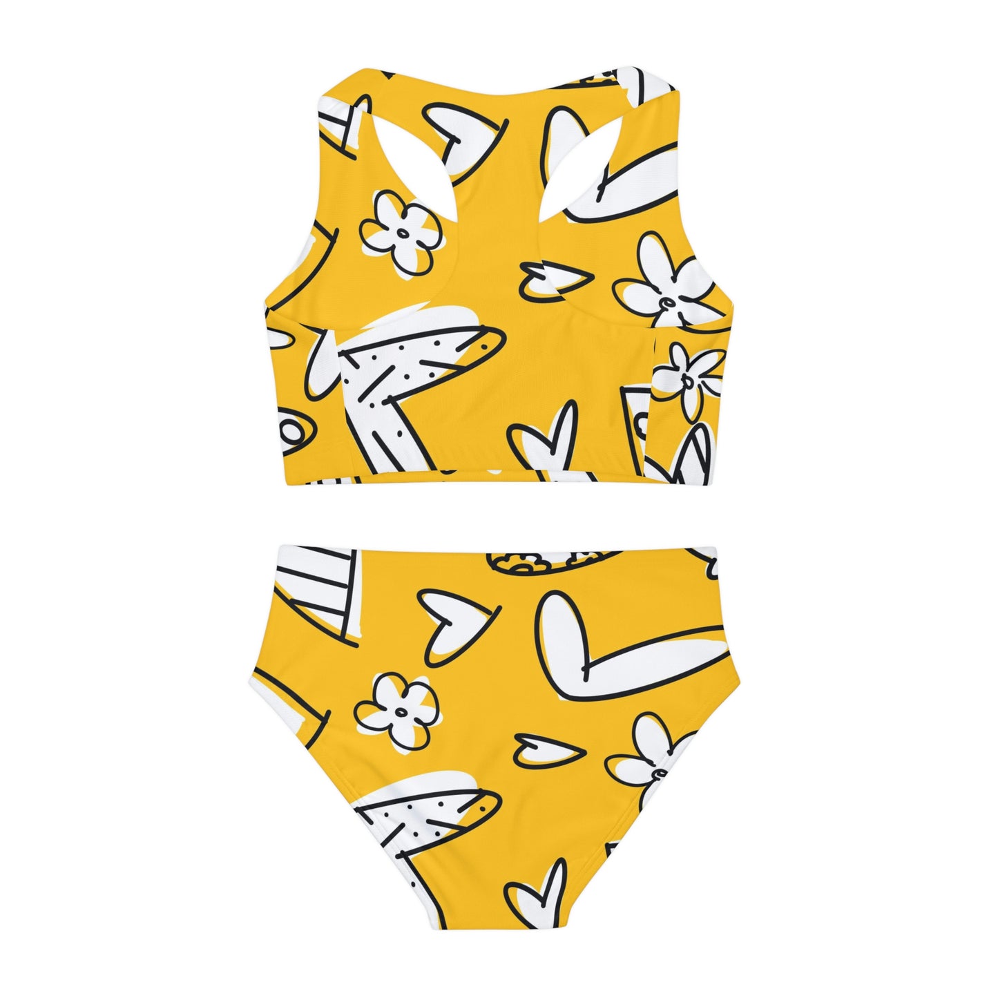 Lovely Yellow Girls Two Piece Swimsuit