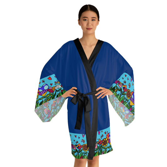 Flowers Long Sleeve Kimono Robe