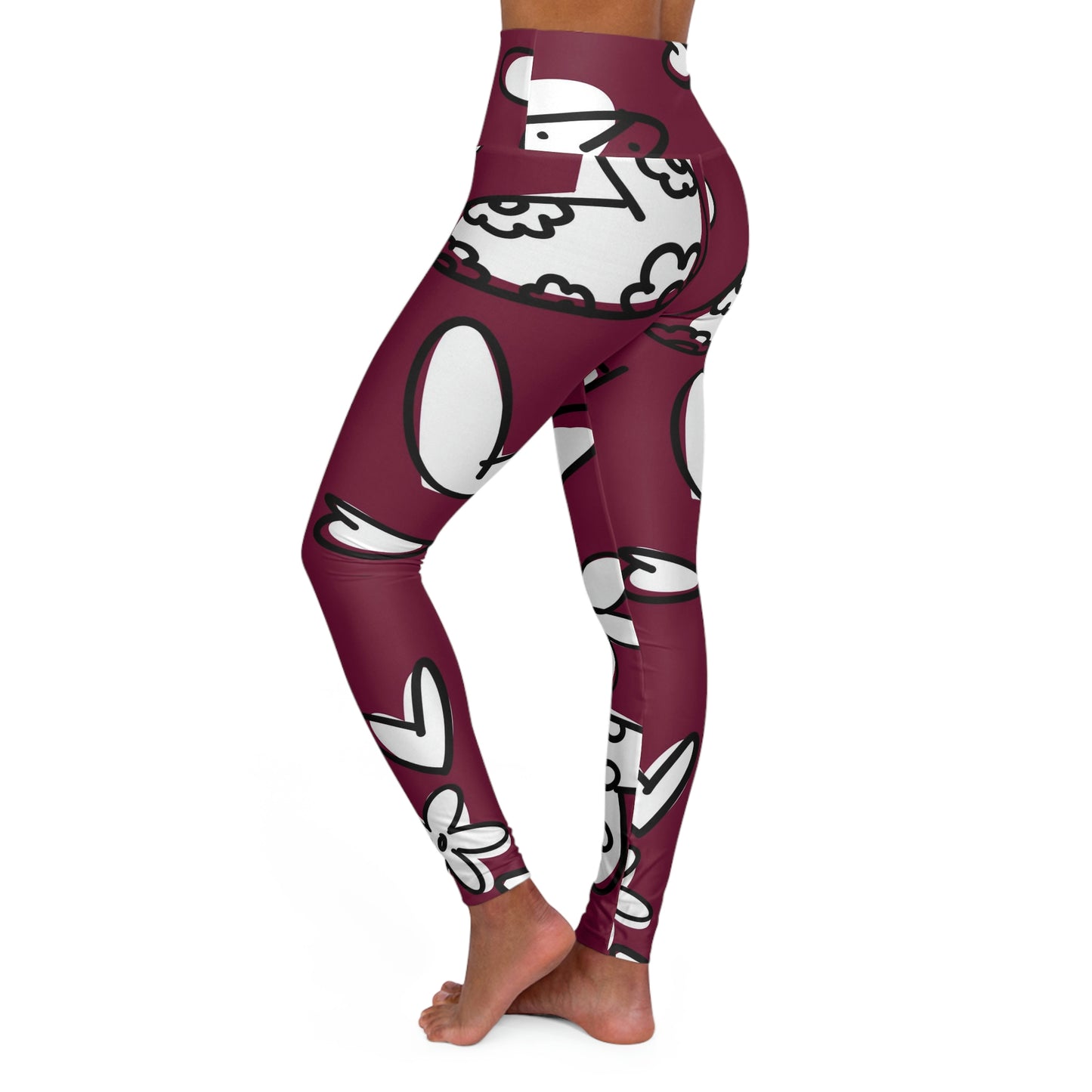 Lovely Burgundy High Waisted Yoga Leggings