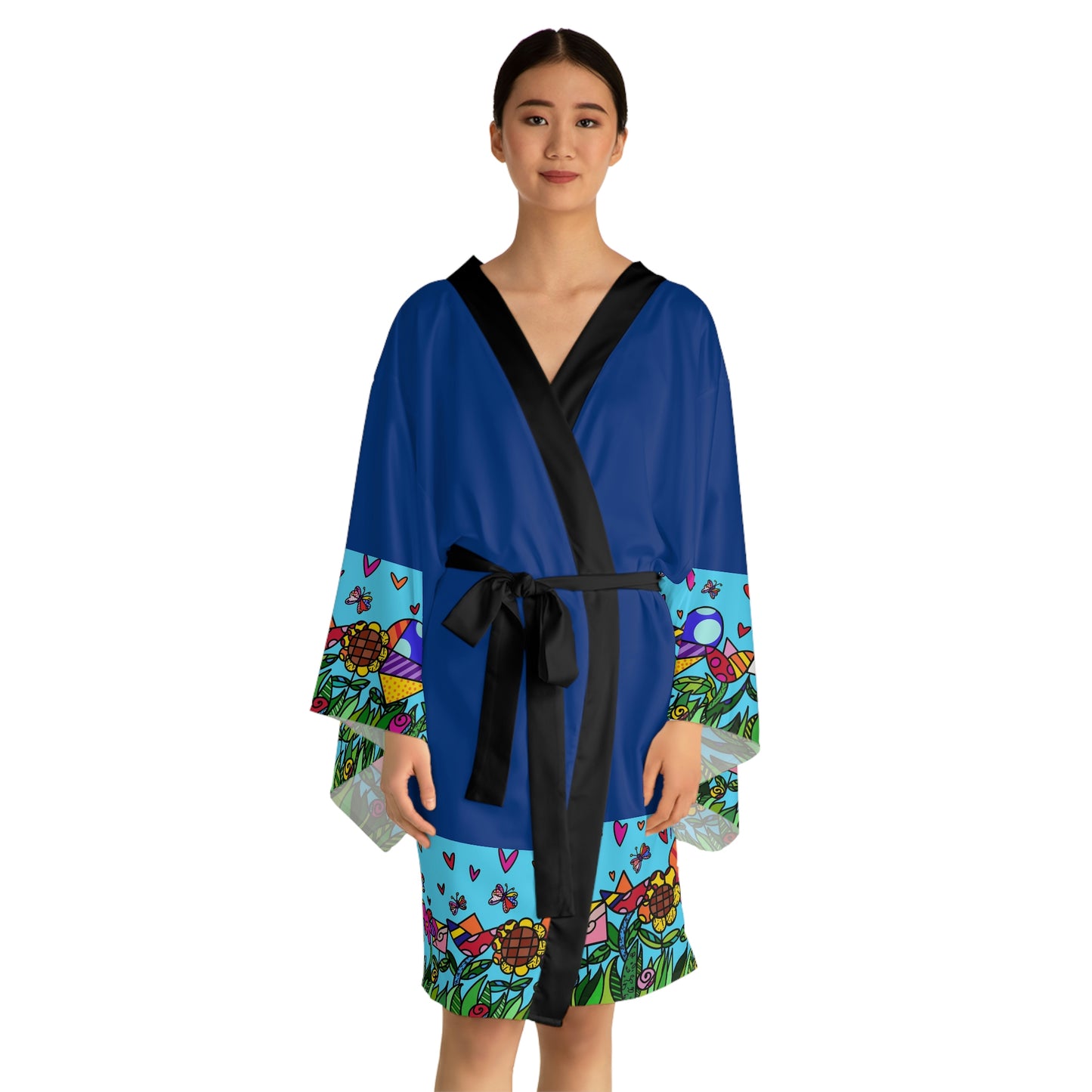 Flowers Long Sleeve Kimono Robe