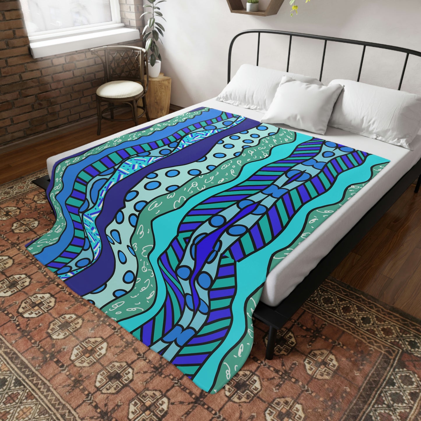 Waves Plush Fleece Blanket