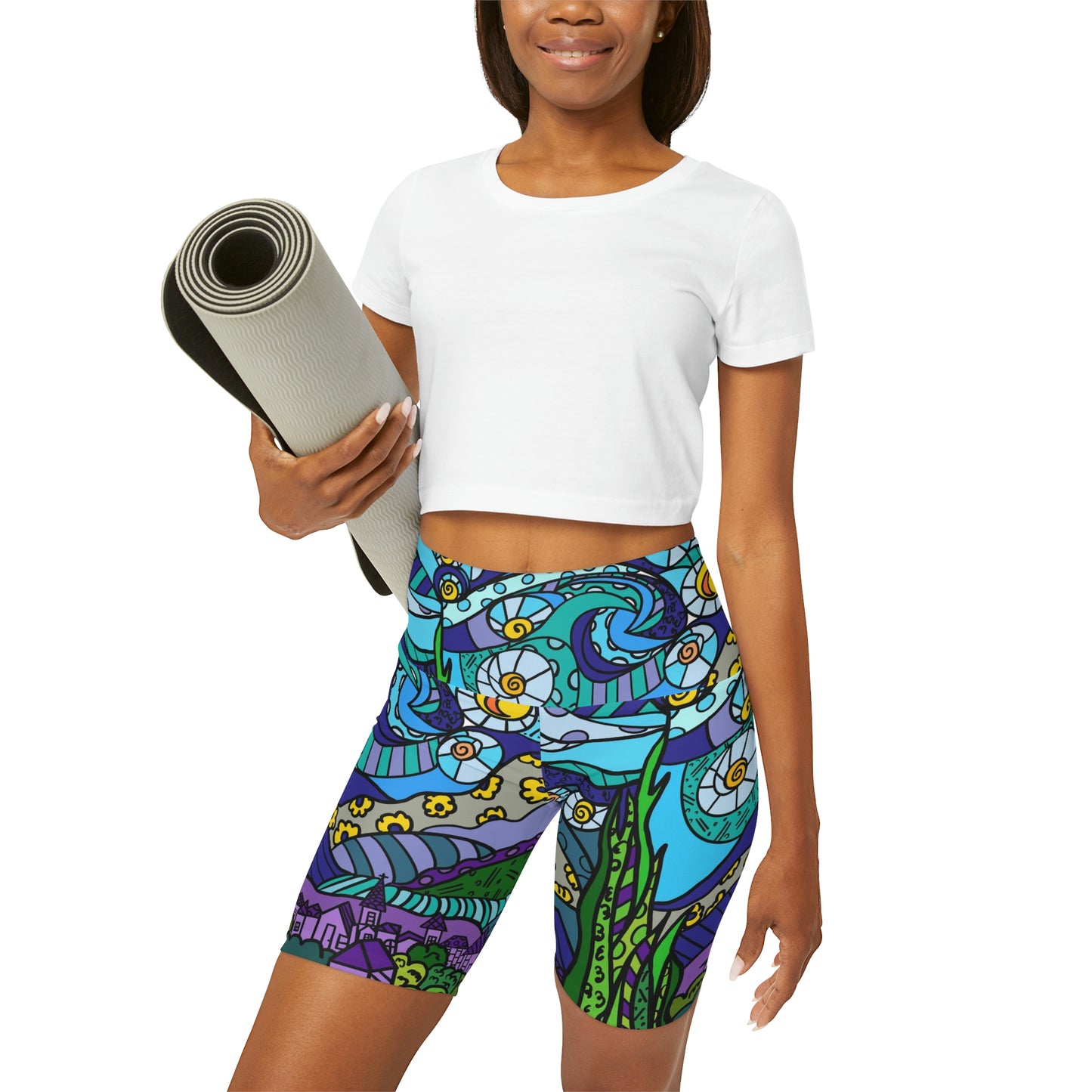 Starry Night High Waisted Yoga Shorts