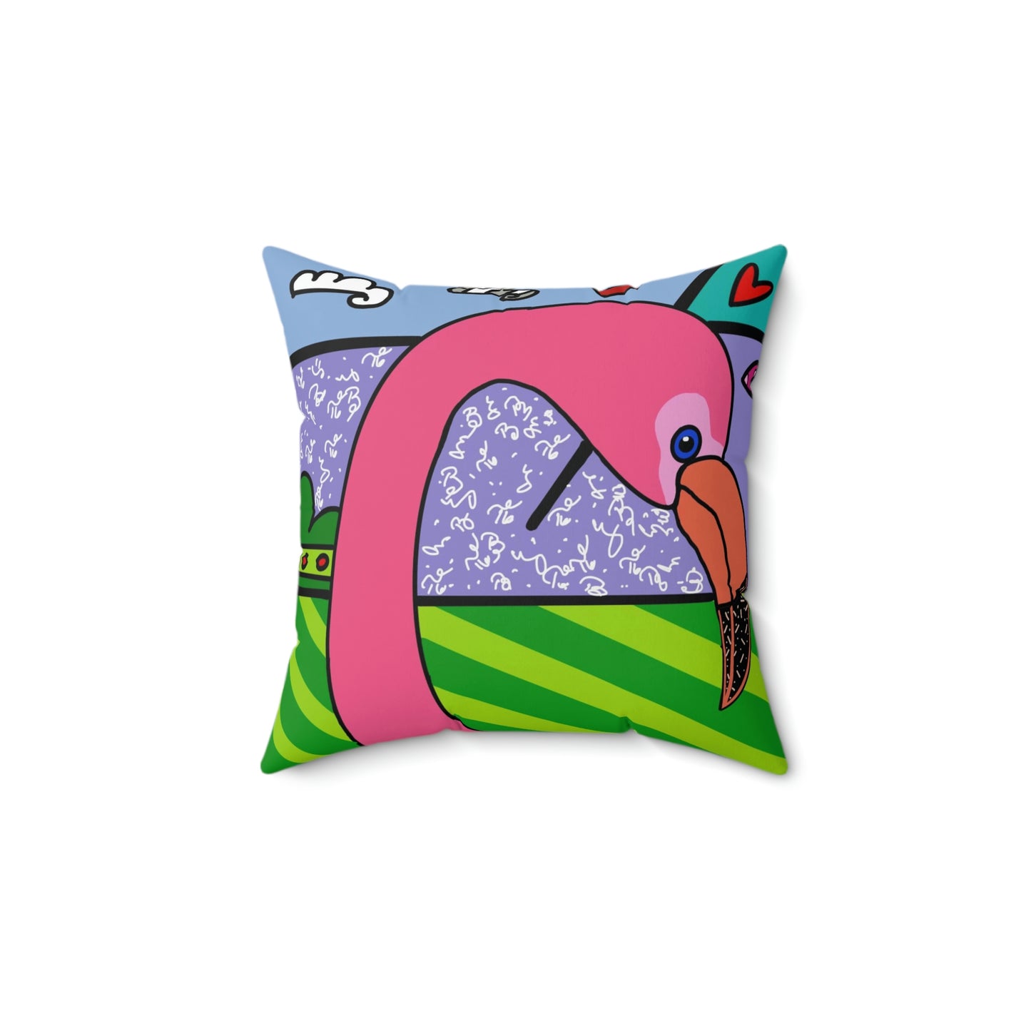 Flamingo Spun Polyester Square Pillow