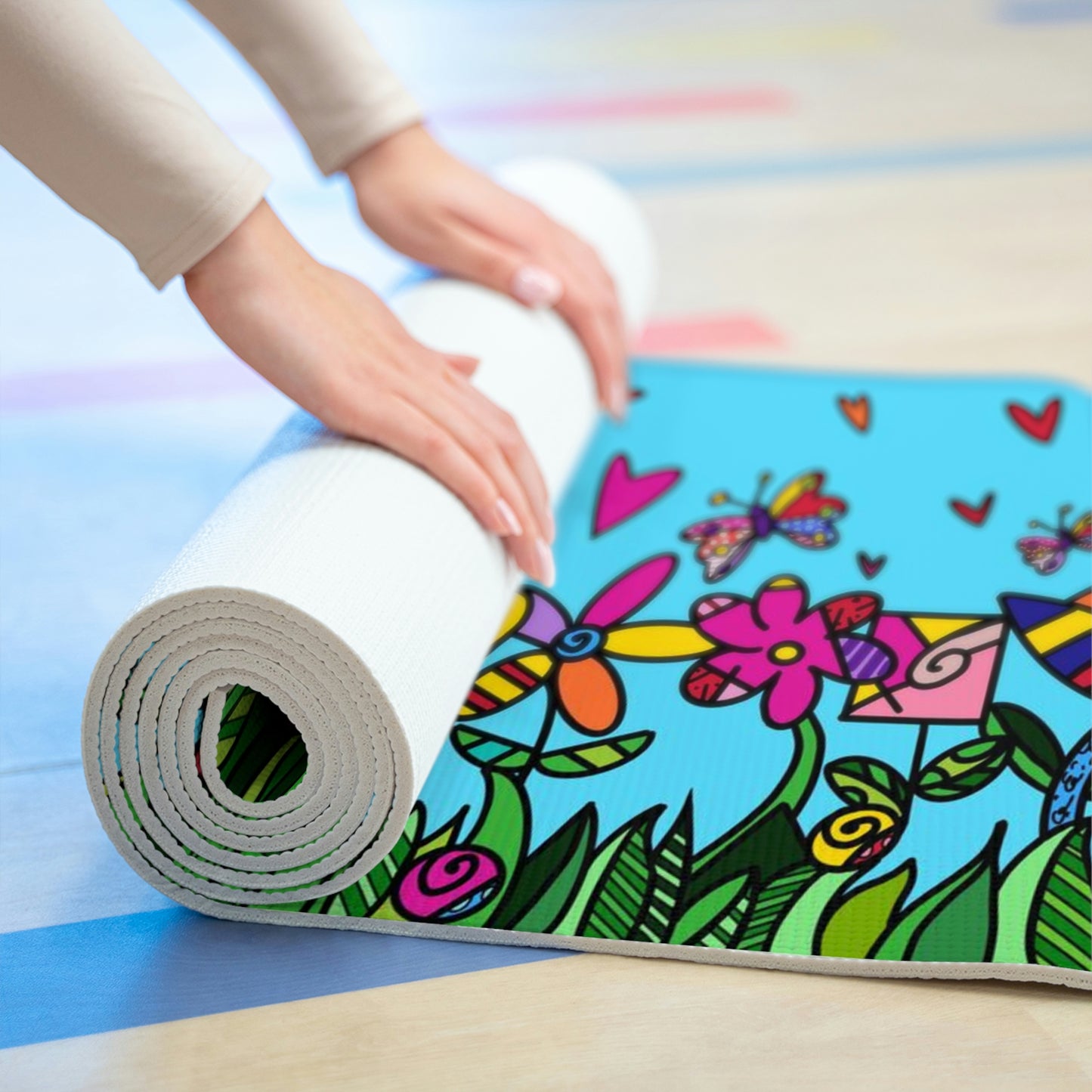 Flowers Foam Yoga Mat